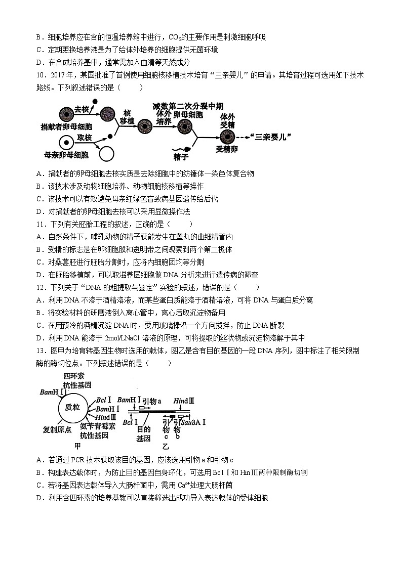 辽宁省部分高中2023-2024学年高二下学期期中考试生物试题03