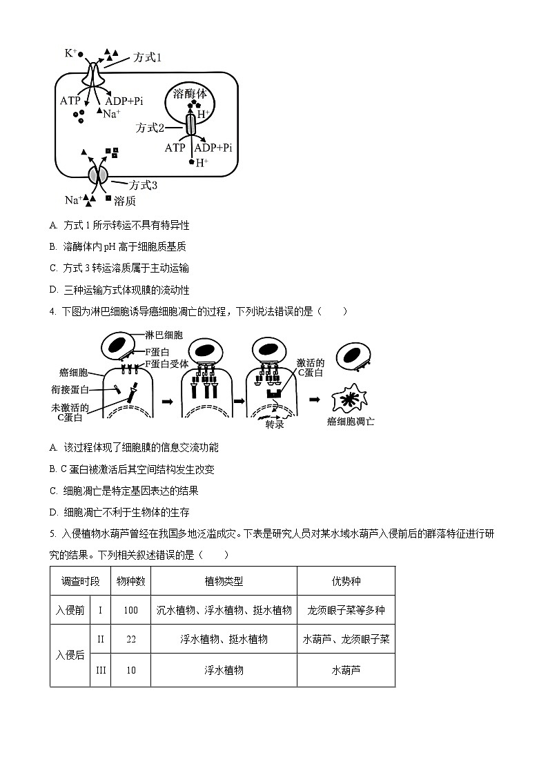 2024届湖南省岳阳市高三下学期教学质量监测生物试题（原卷版）第2页