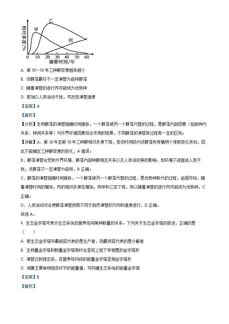 广西壮族自治区钦州市浦北县2023-2024学年高二下学期4月期中生物试题（原卷版+解析版）03