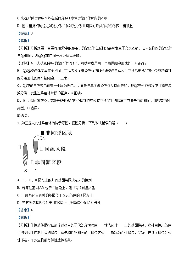 湖南省株洲市芦淞区第一中学2023-2024学年高一下学期期中生物试卷（解析版+原卷版）03