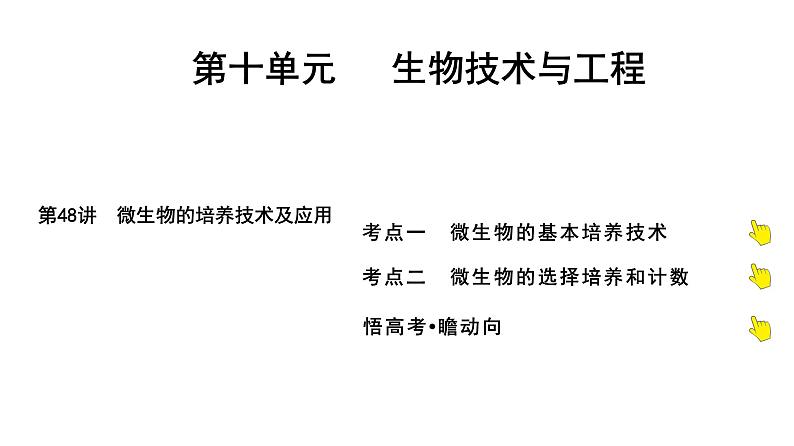 2025届高考 一轮复习 人教版 微生物的培养技术及应用 课件(多选版)第1页