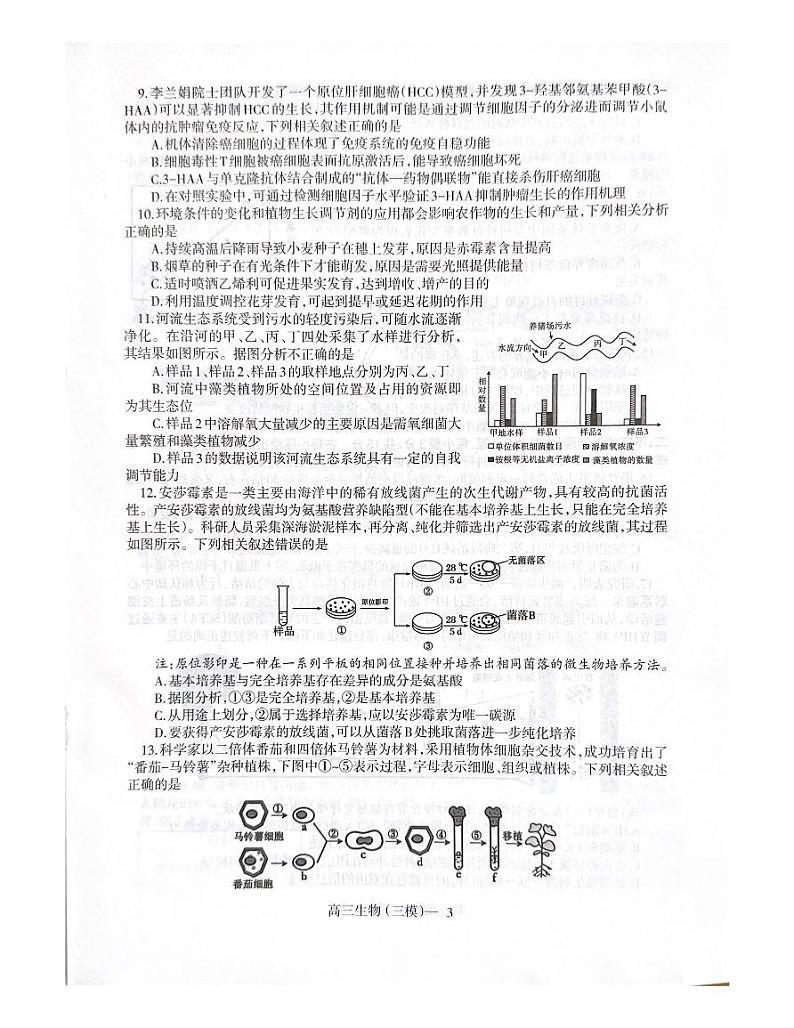 2024届辽宁省沈阳市第二中学高三三模生物试题第3页