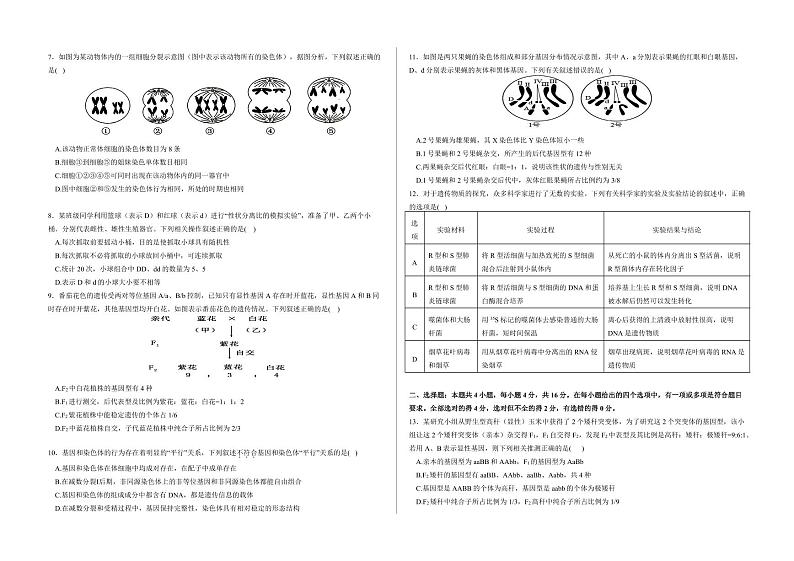 湖南省常德市沅澧共同体2023-2024学年高一下学期期中考试生物试题02