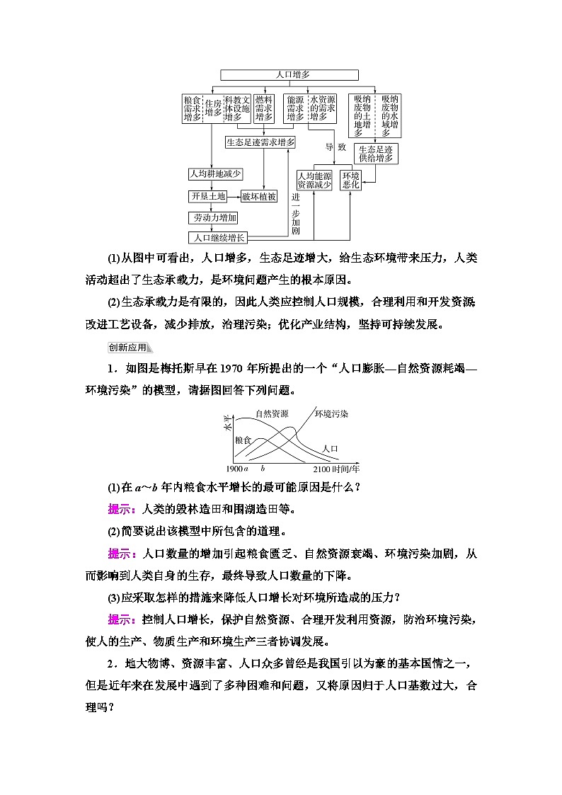 苏教版高中生物选择性必修第二册第4章第1节人口增长和人类活动影响环境学案第3页