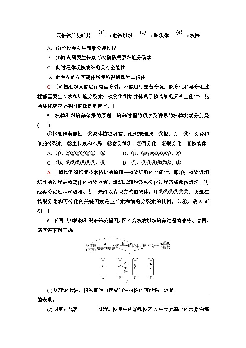 苏教版高中生物选择性必修3课时作业(6)植物细胞工程含答案第2页