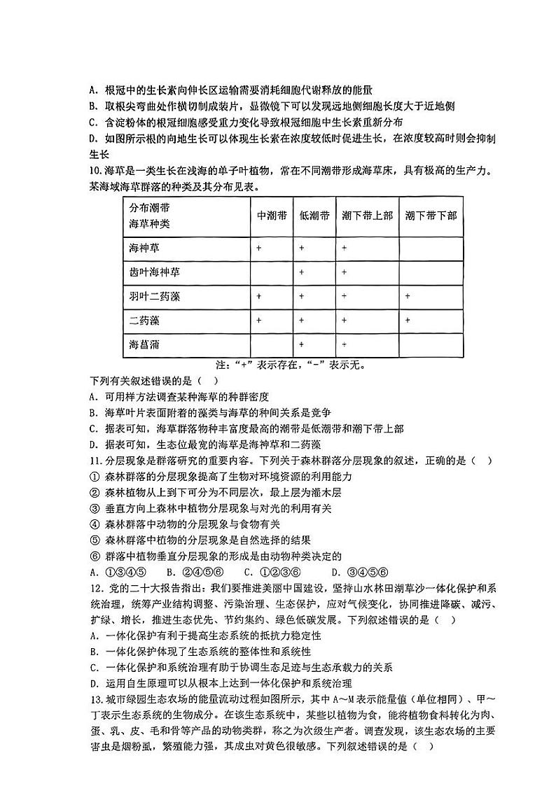 2024届安徽省合肥八中高三保温（一模）生物试题第3页