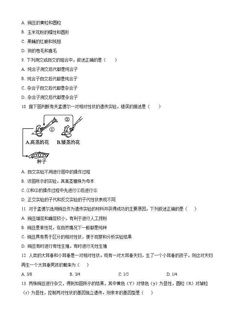江苏省连云港市东海县2023-2024学年高一下学期期中考试生物试题（原卷版+解析版）03