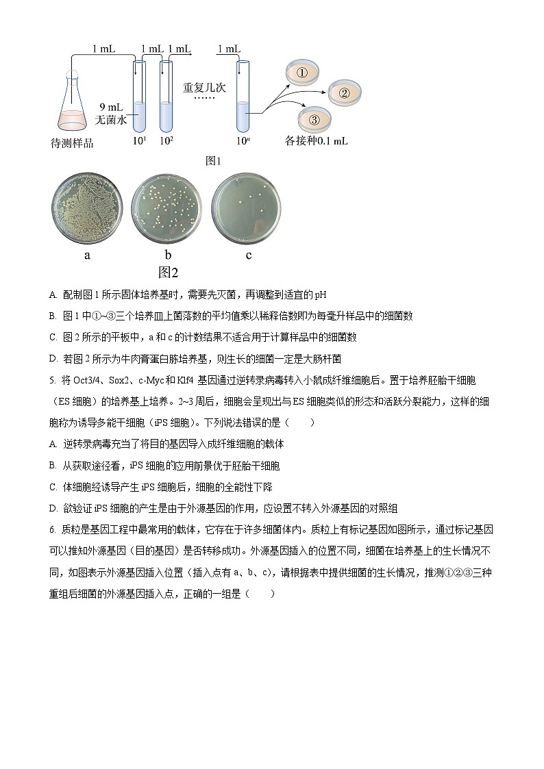 天津市部分区2023-2024学年高二下学期期中考试生物试题（原卷版）第2页