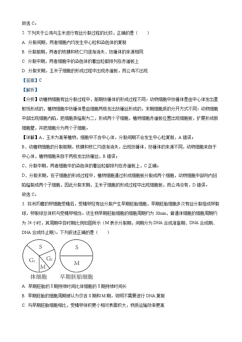 四川省泸州市泸县2023-2024学年高一下学期4月期中生物试题（原卷版+解析版）02
