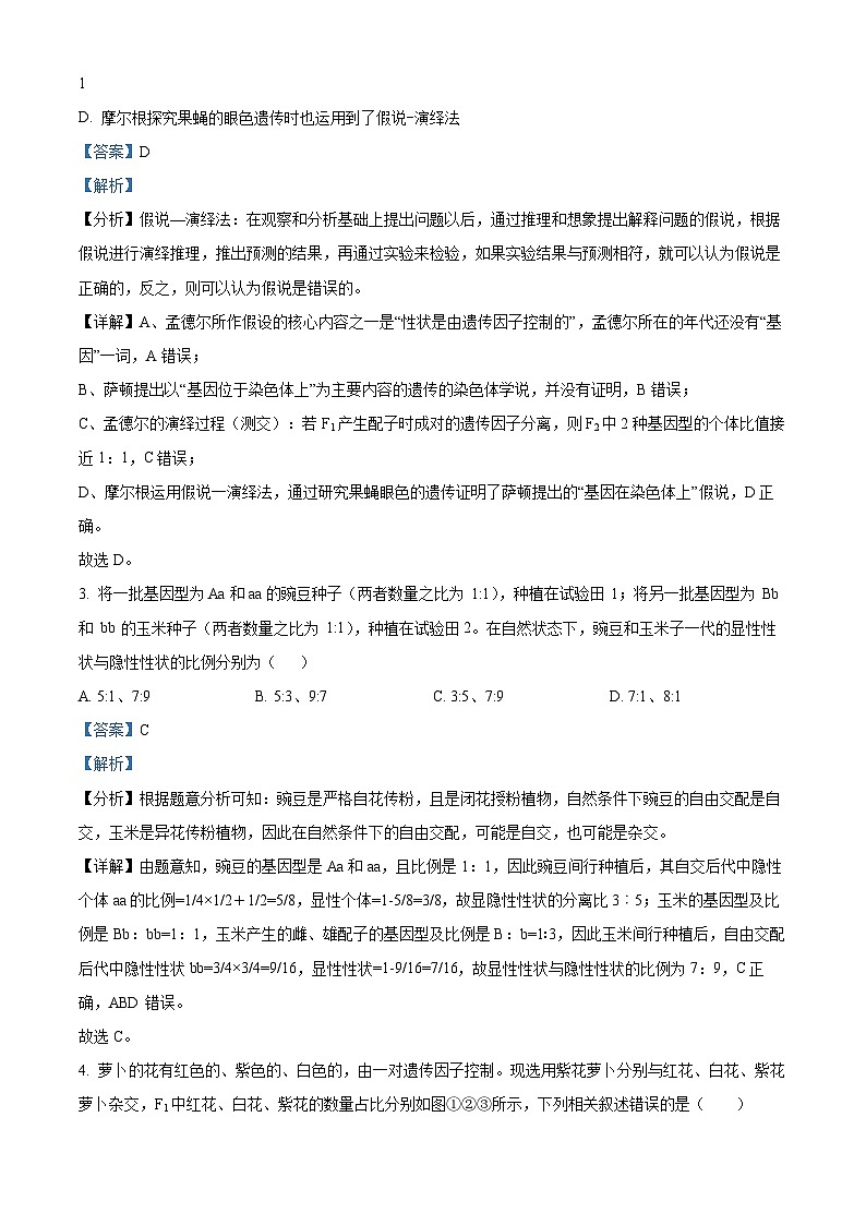 河南省郑州市中原区郑州市第一中学2023-2024学年高一下学期期中生物试卷（原卷版+解析版）02