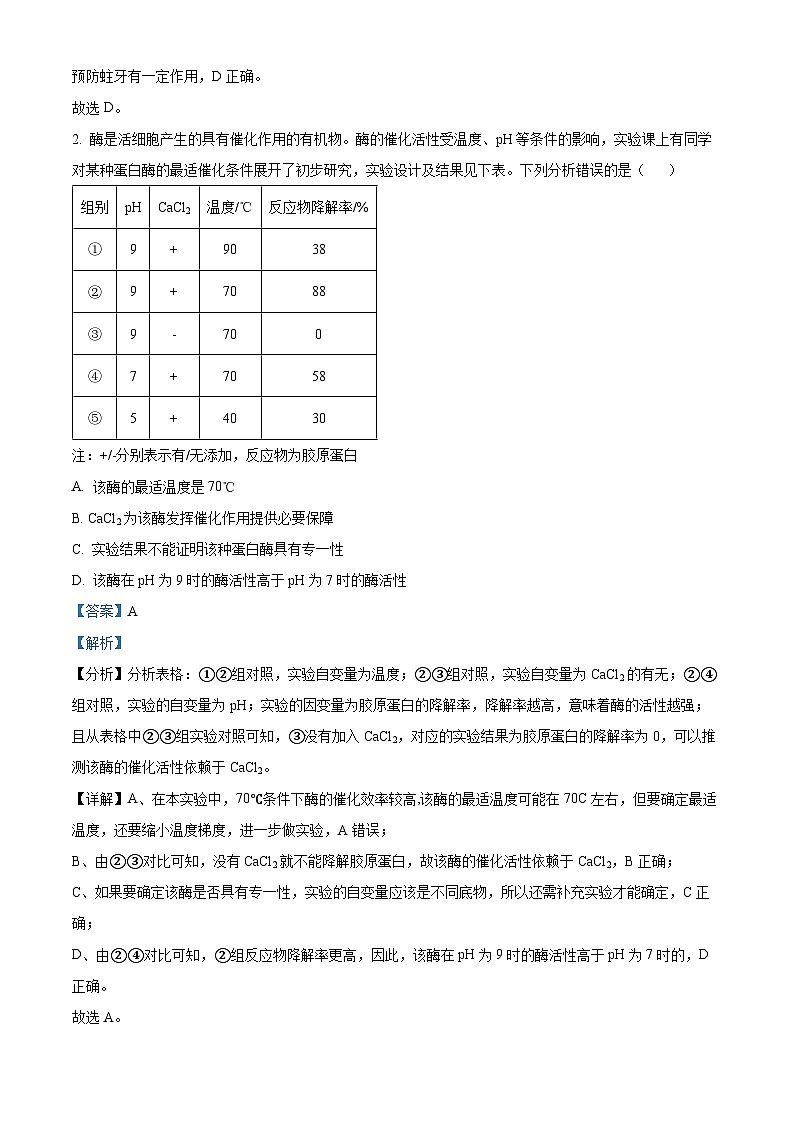 云南省昆明市嵩明县2023-2024学年高二下学期4月期中生物试题（原卷版+解析版）02