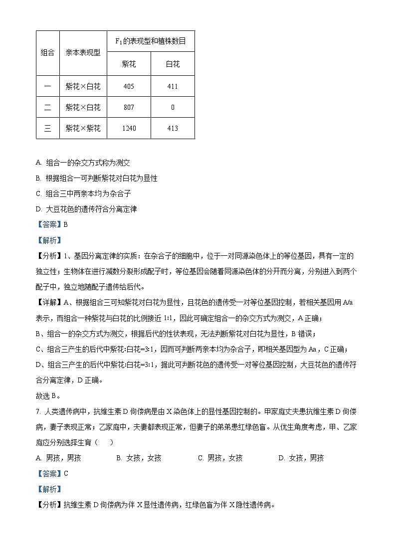 北京市西城区育才学校2023-2024学年高一下学期期中考试生物试题（解析版）第3页