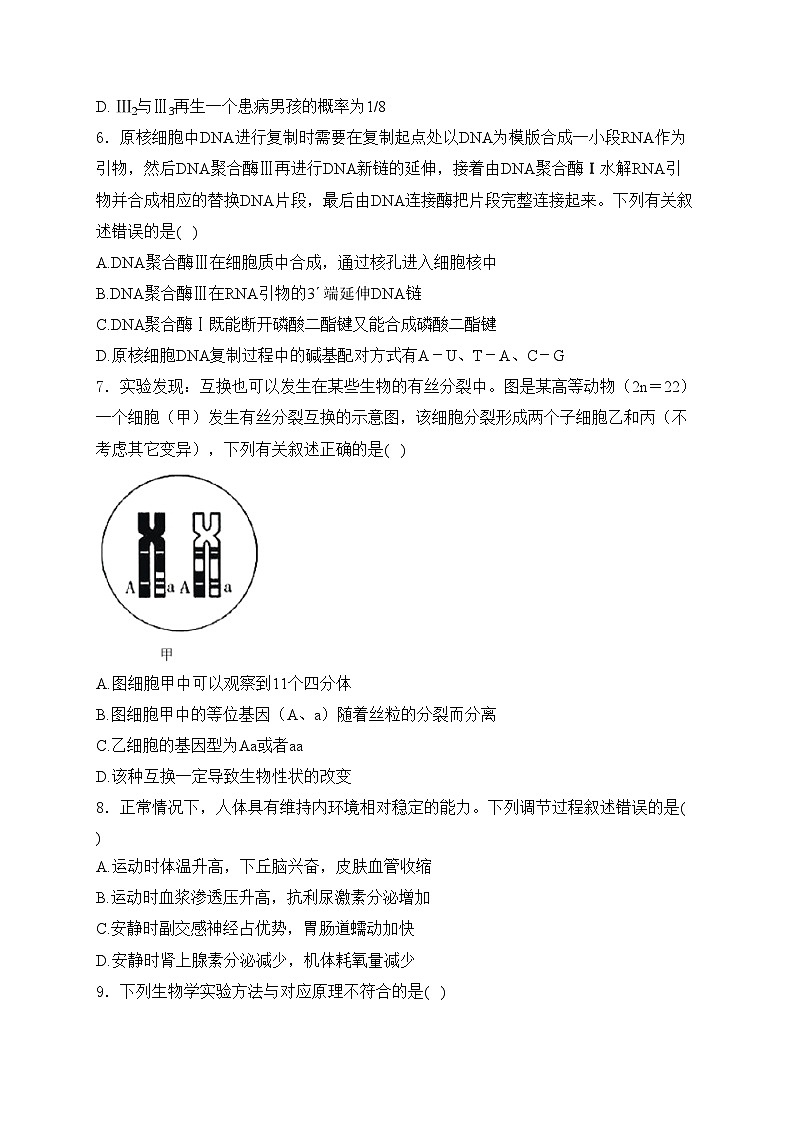 盐城市伍佑中学2024届高三下学期模拟一生物试卷(含答案)03