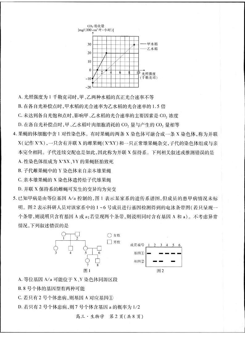 2024届江西省部分学校高三下学期5月统一调研测试生物试题第2页