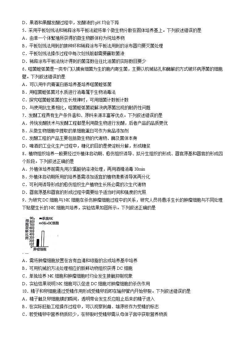 山东省潍坊市2023-2024学年高二下学期期中考试生物试题第2页