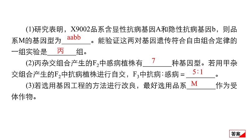 2024届高考生物考前冲刺提升练专项3非选择题5大命题点2遗传定律的应用与分析课件第3页