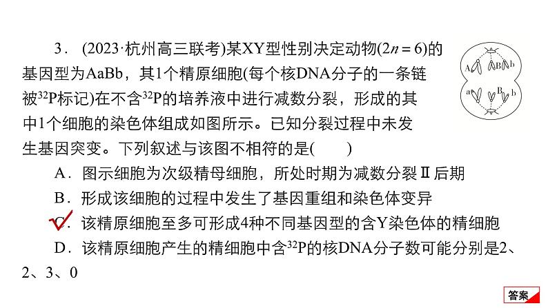 2024届高考生物考前冲刺专题训练3细胞的生命历程（含减数分裂）课件08