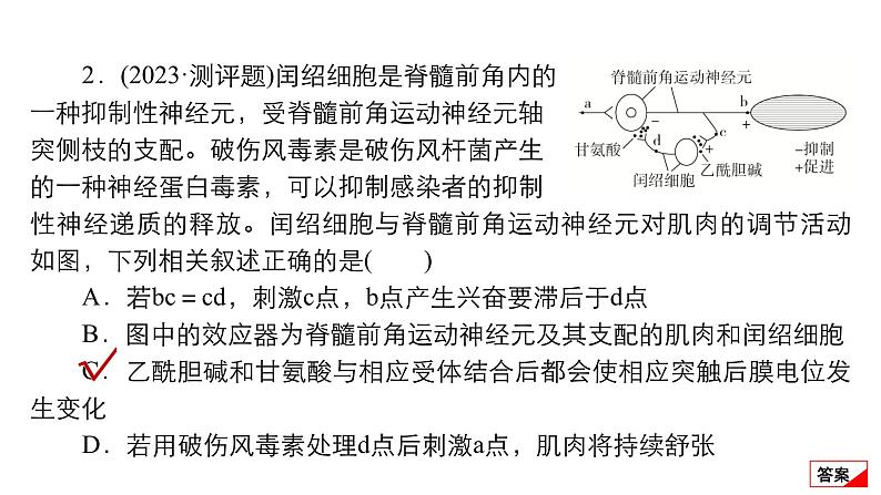 2024届高考生物考前冲刺专题训练6稳态与调节（二）课件06