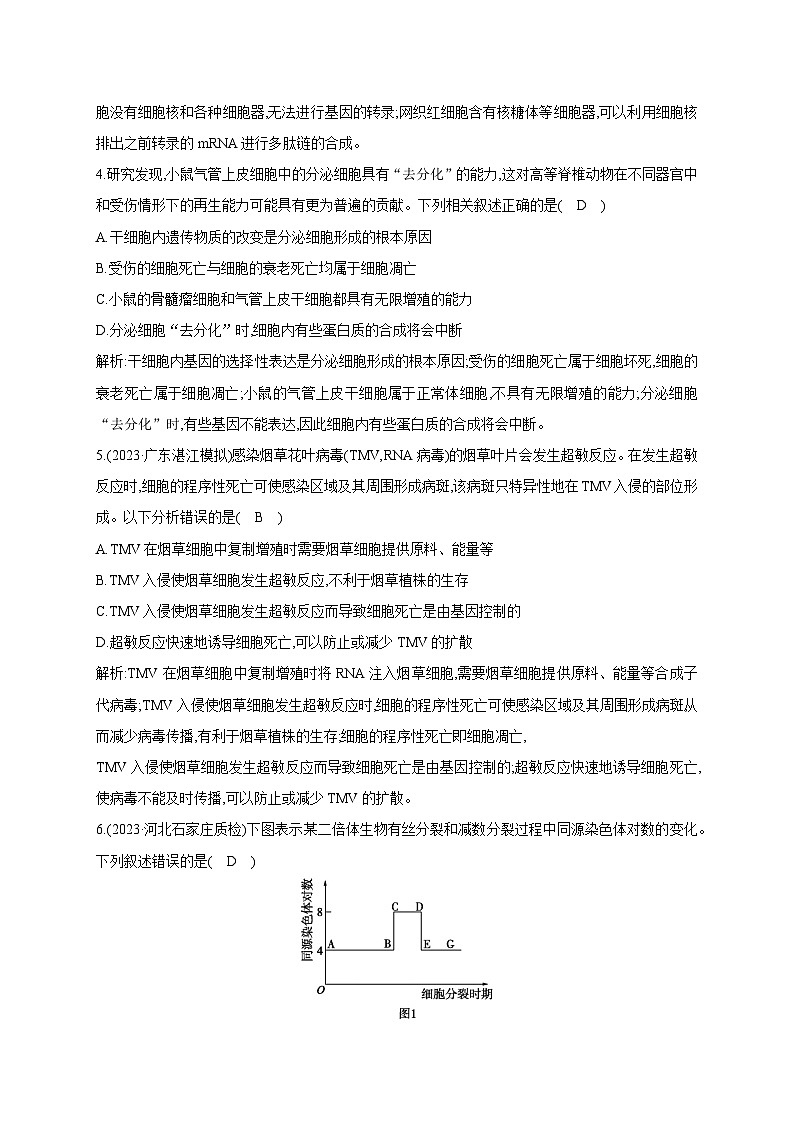 2024届高考生物考前冲刺素能提升突破练1细胞微专题3细胞的生命历程含答案第2页