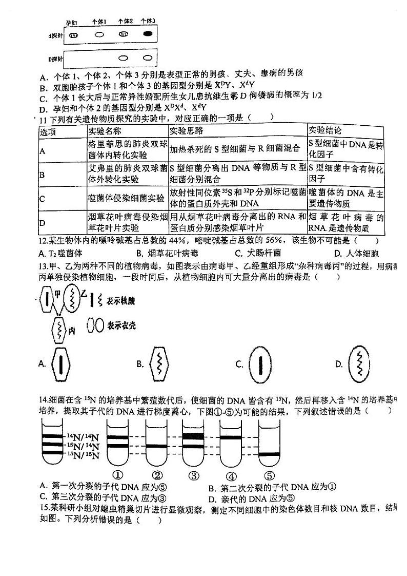 天津市南仓中学2023-2024学年高一下学期期中生物试卷03