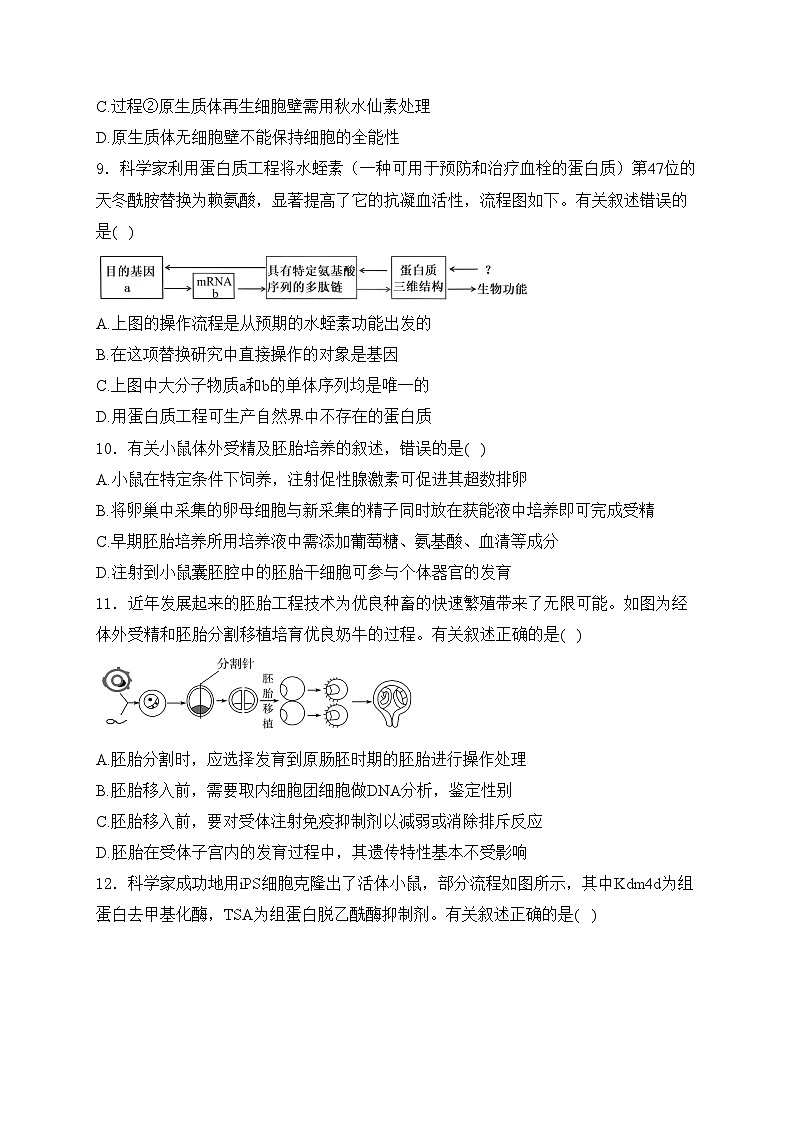江苏省连云港市赣榆区2023-2024学年高二下学期期中质量监测生物试卷(含答案)第3页