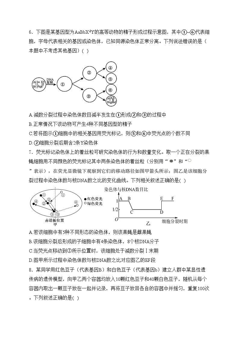 万源中学2023-2024学年高一下学期期中考试生物试卷(含答案)第3页
