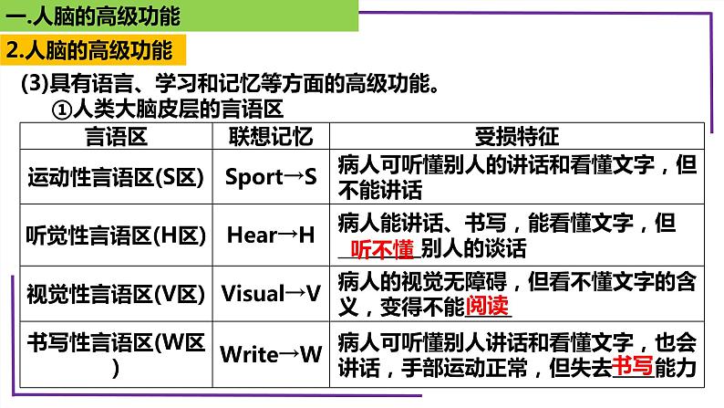 精讲53 神经系统的分级调节及人脑的高级功能-【备战一轮】最新高考生物一轮复习名师精讲课件08