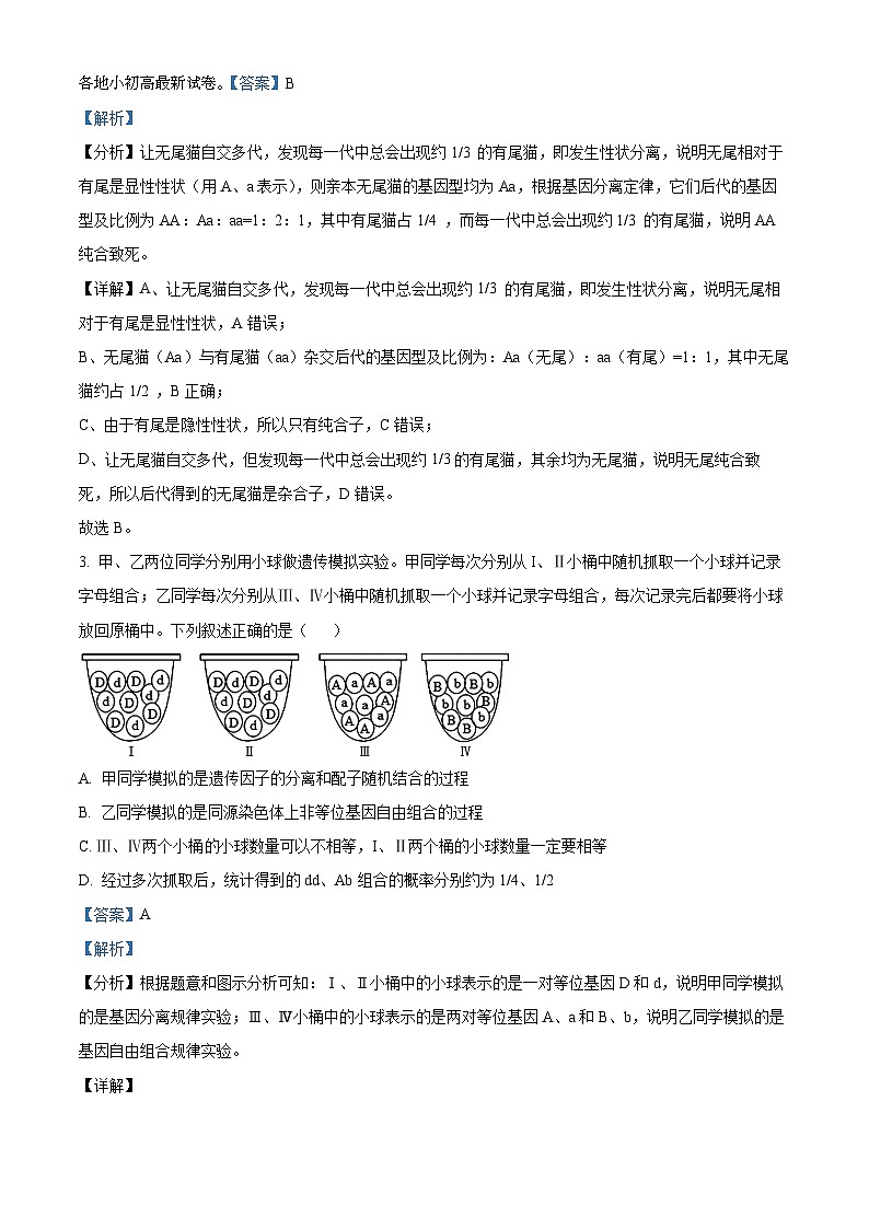 安徽省芜湖市镜湖区芜湖市第一中学2023-2024学年高一下学期期中考试生物试题03