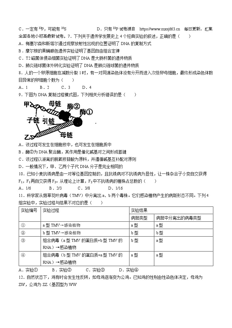 黑龙江省佳木斯市郊区第一中学2023-2024学年高一下学期5月期中生物试题(无答案)03