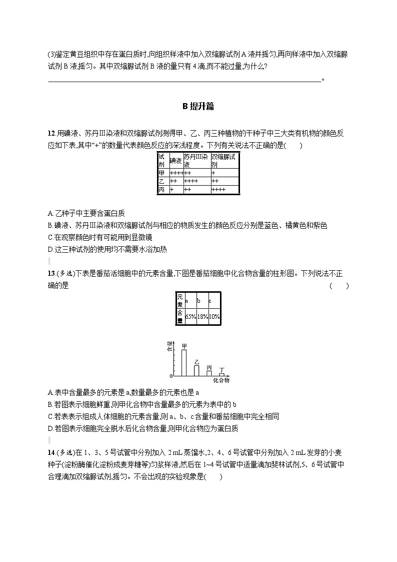 人教版（2019）必修一2.1 细胞中的元素和化合物专题练习（含答案解析）03