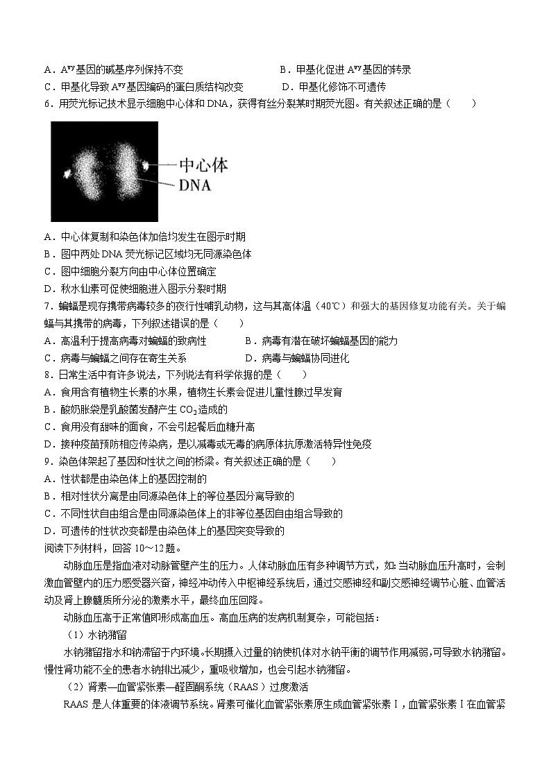 （网络收集版）2022年新高考天津生物高考真题文档版（含答案）02