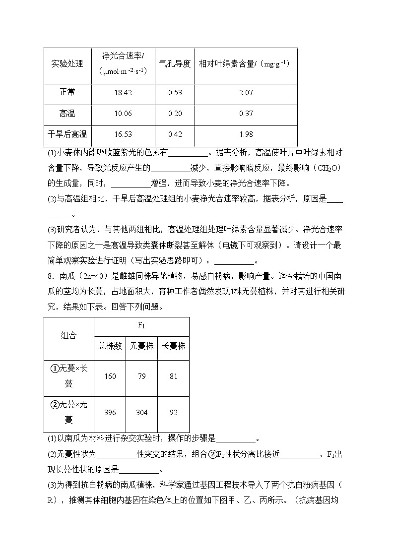 新疆喀什地区2024届高三下学期4月适应性检测生物试卷(含答案)第3页