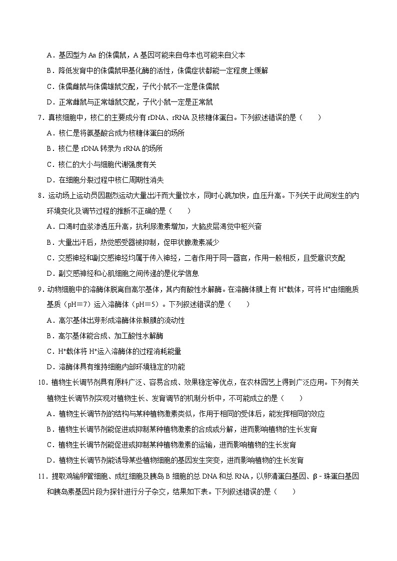 湖南省岳阳市岳汨五月联考2023-2024学年高三下学期5月月考生物试题第3页