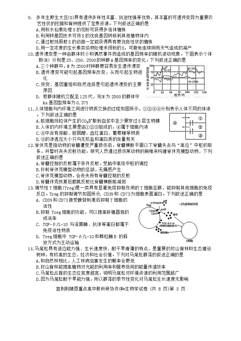 2024湖北省宜荆荆随恩高三下学期二模生物试题含解析03