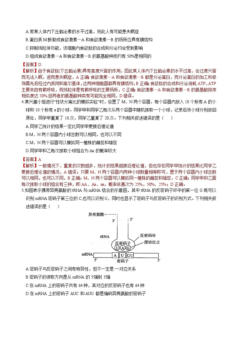 2024年高考第三次模拟考试题：生物（黑龙江、吉林卷）（解析版）02