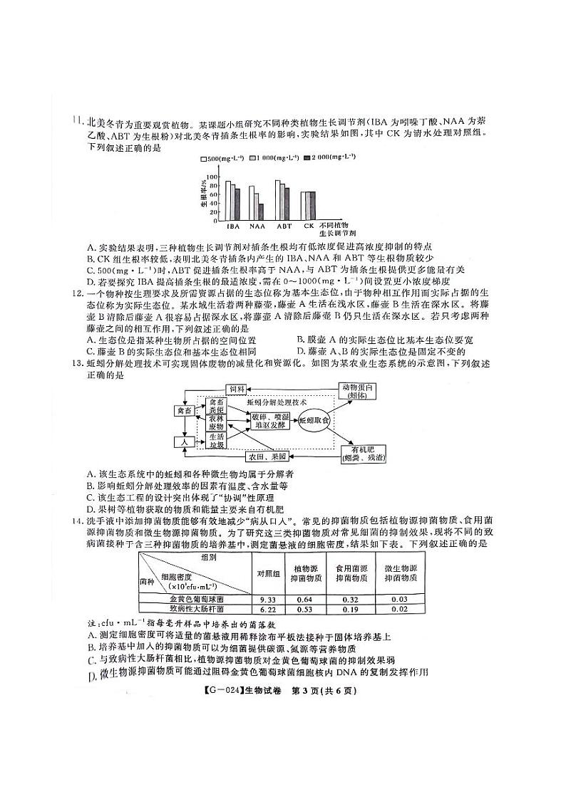 2024届安徽省阜阳市皖江名校联盟高三下学期5月模拟预测生物试题第3页