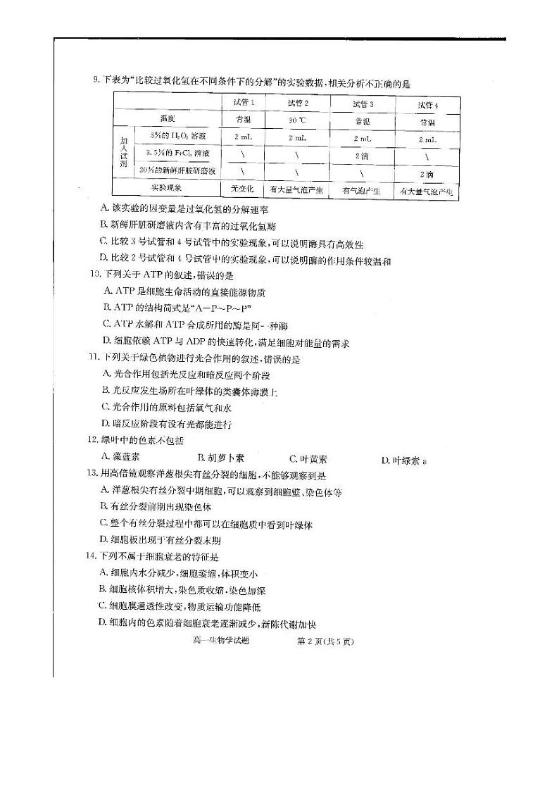湖南省株洲市二中2023-2024学年普通高中学业水平合格性考试第二次模拟生物试题第2页