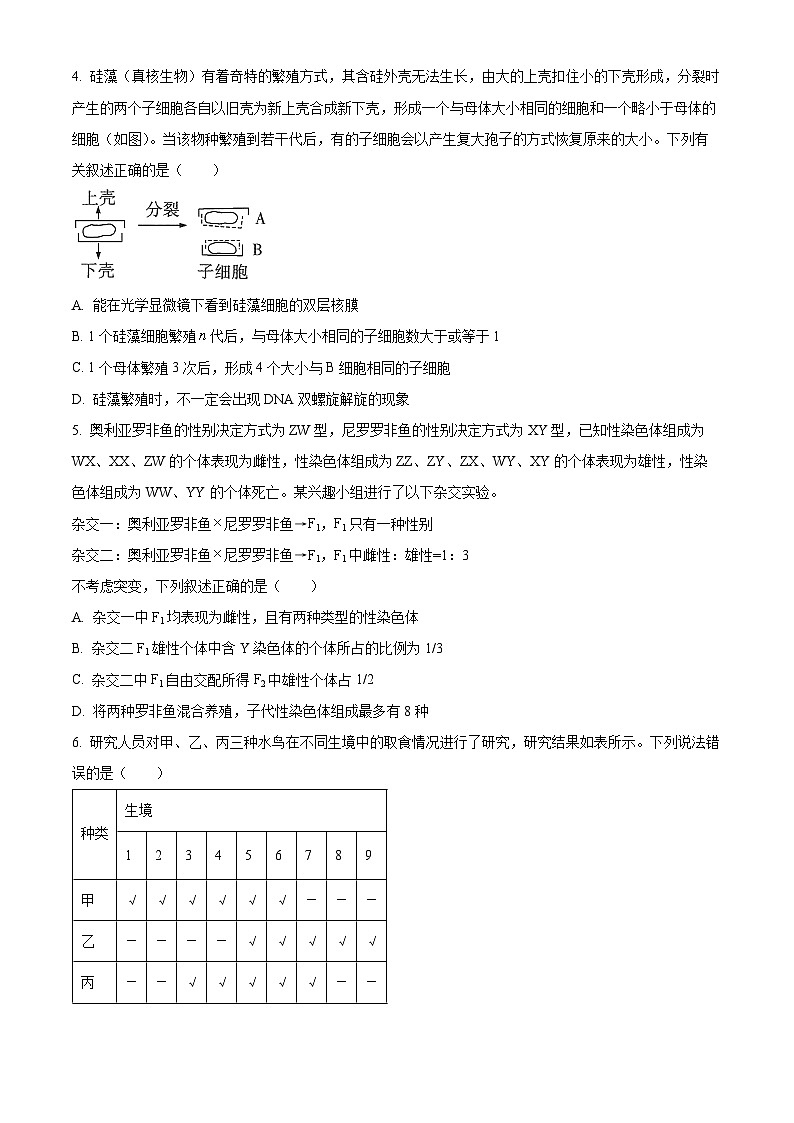 山东省2024年普通高中学业水平等级考试抢分卷（一）生物试题（原卷版+解析版）02