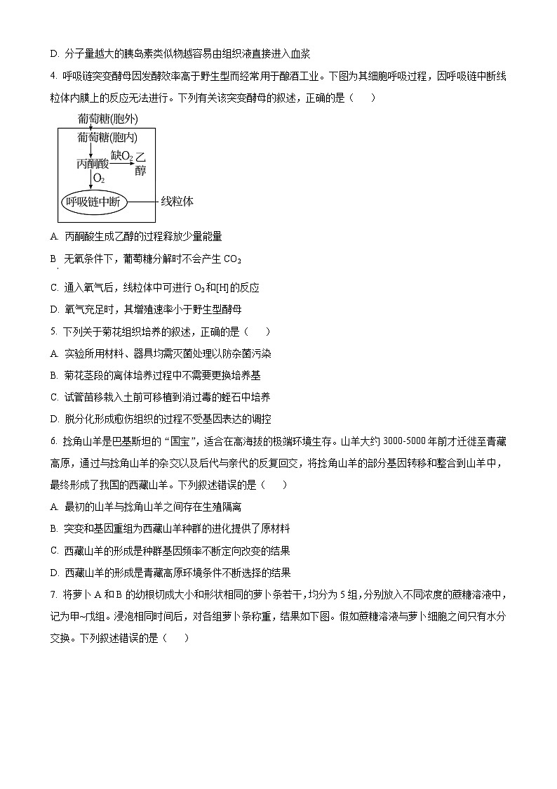 2024届辽宁省大连市高三二模生物试题（原卷版+解析版）02