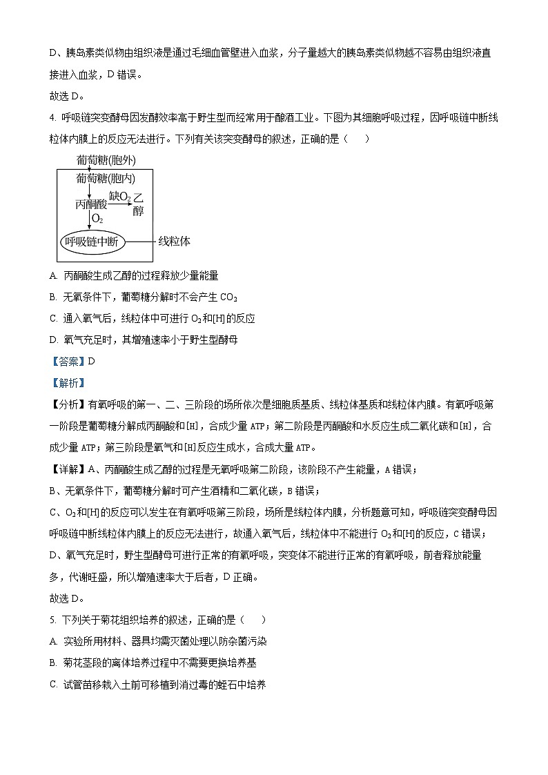 2024届辽宁省大连市高三二模生物试题（原卷版+解析版）03