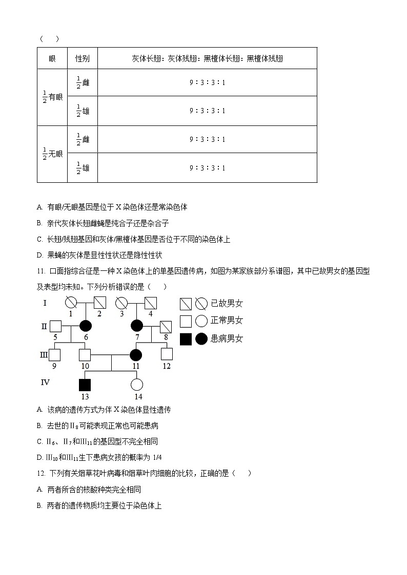 山西省阳泉市郊区阳泉市第一中学校2023-2024学年高一下学期5月期中生物试题（原卷版+解析版）03