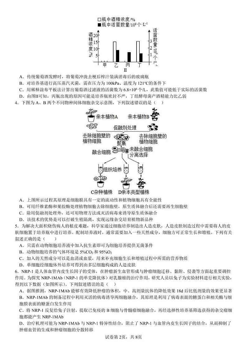 51，江西省南昌市东湖区南昌十九中2022-2023学年高二下学期期末考试生物试卷02