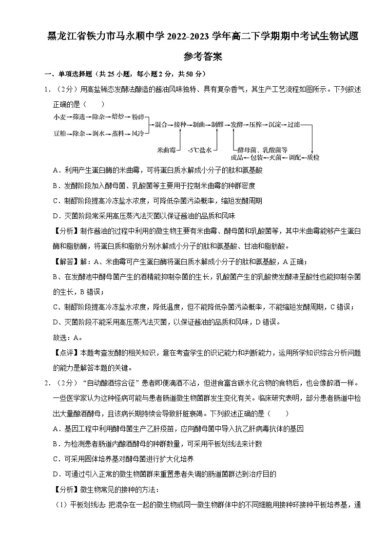 59，黑龙江省伊春市铁力市马永顺中学2022-2023学年高二下学期期中考试生物试题第1页