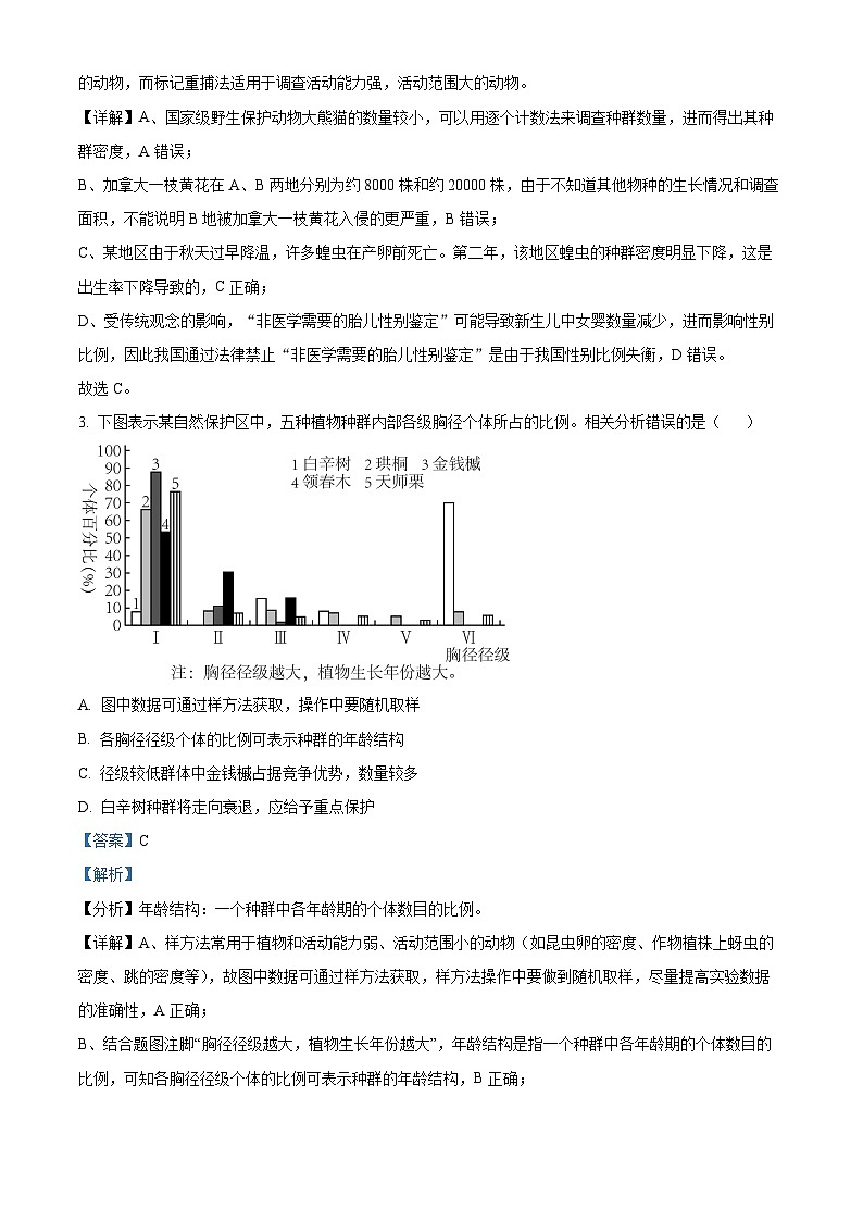福建省福州第三中学2023-2024学年高二下学期期中考试生物试卷（原卷版+解析版）02