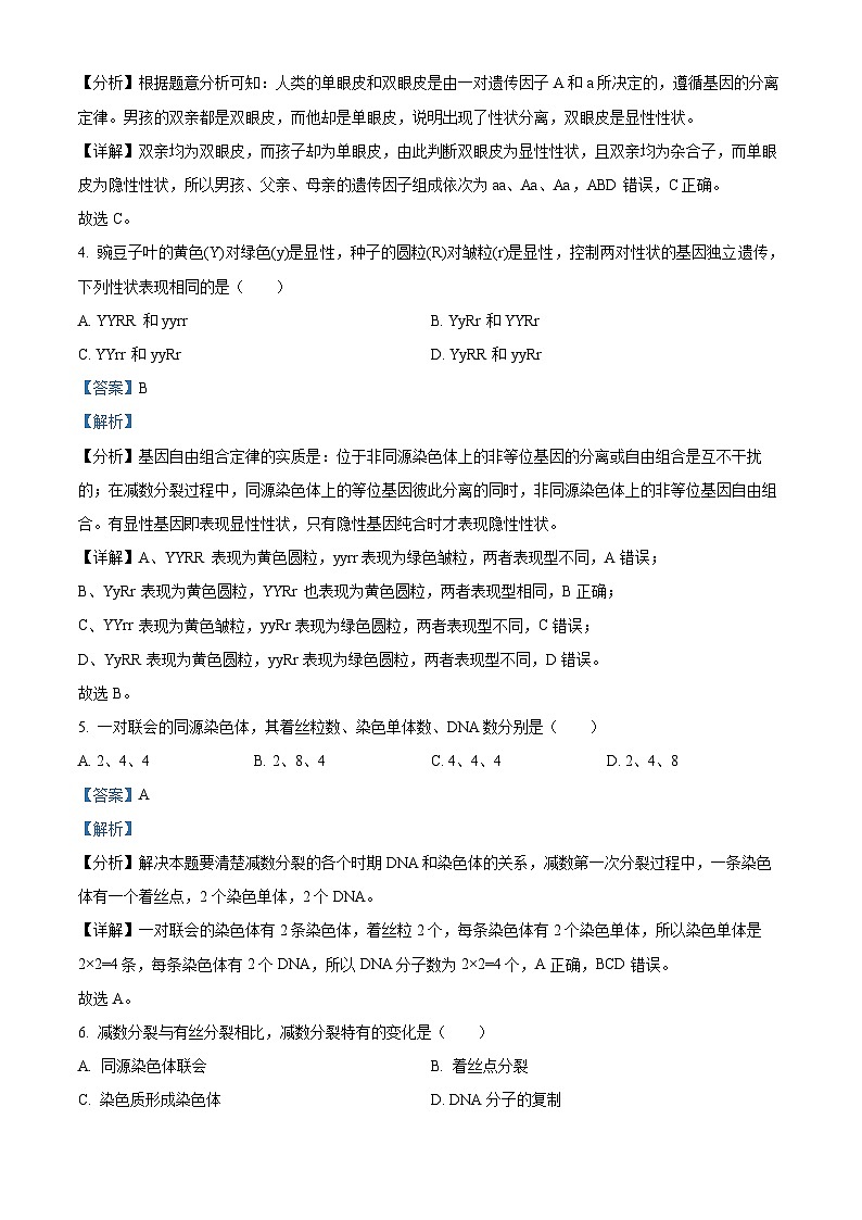 新建墨玉县2023-2024学年高一下学期期中考试生物试卷（解析版）第2页