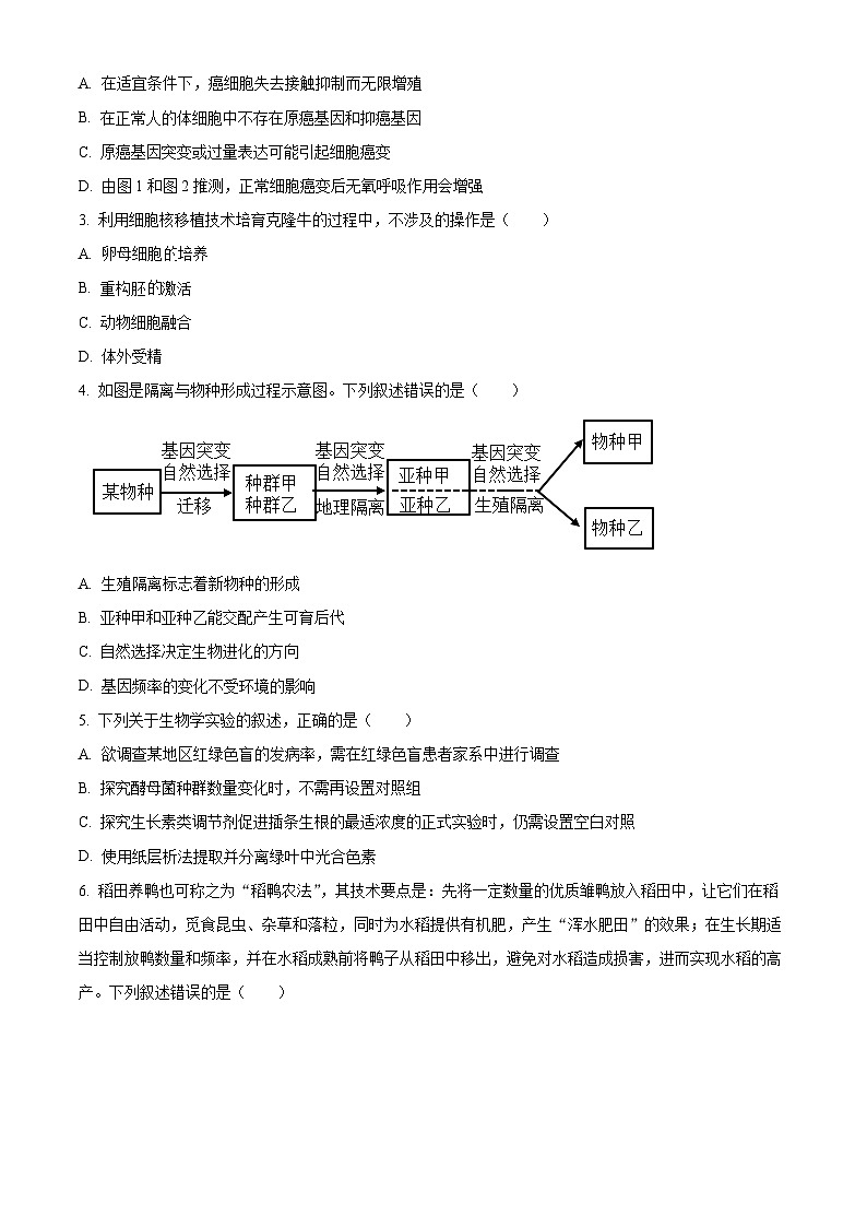 2024届广东省高三下学期5月三模生物试题（原卷版）第2页