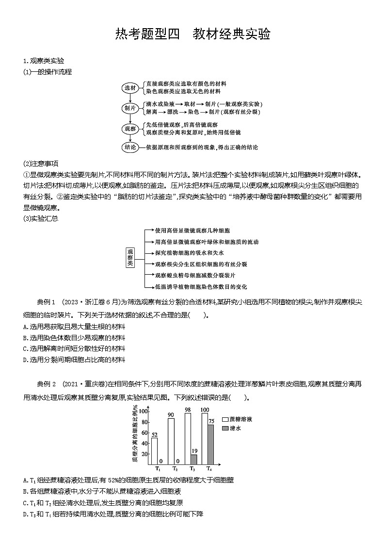 热考题型四  教材经典实验     教案   2024届高考生物三轮冲刺第1页