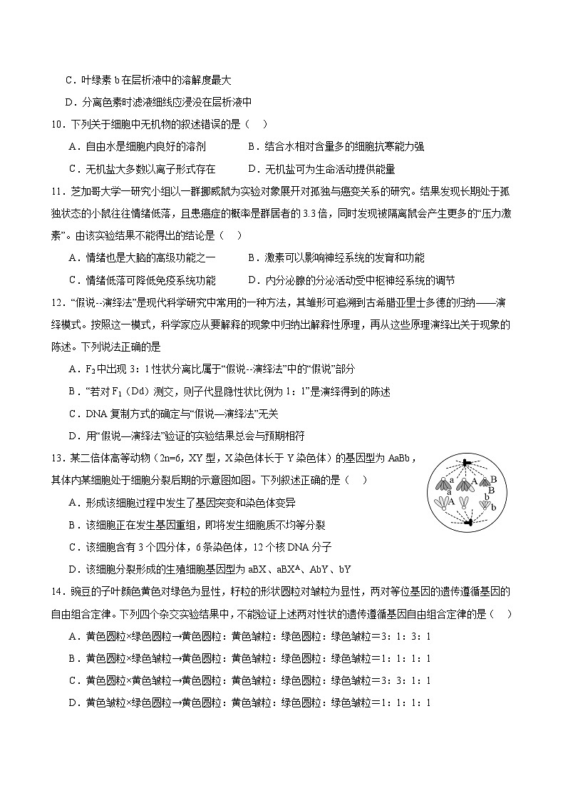 重庆市乌江新高考协作体2024届高三下学期二模生物试题第3页