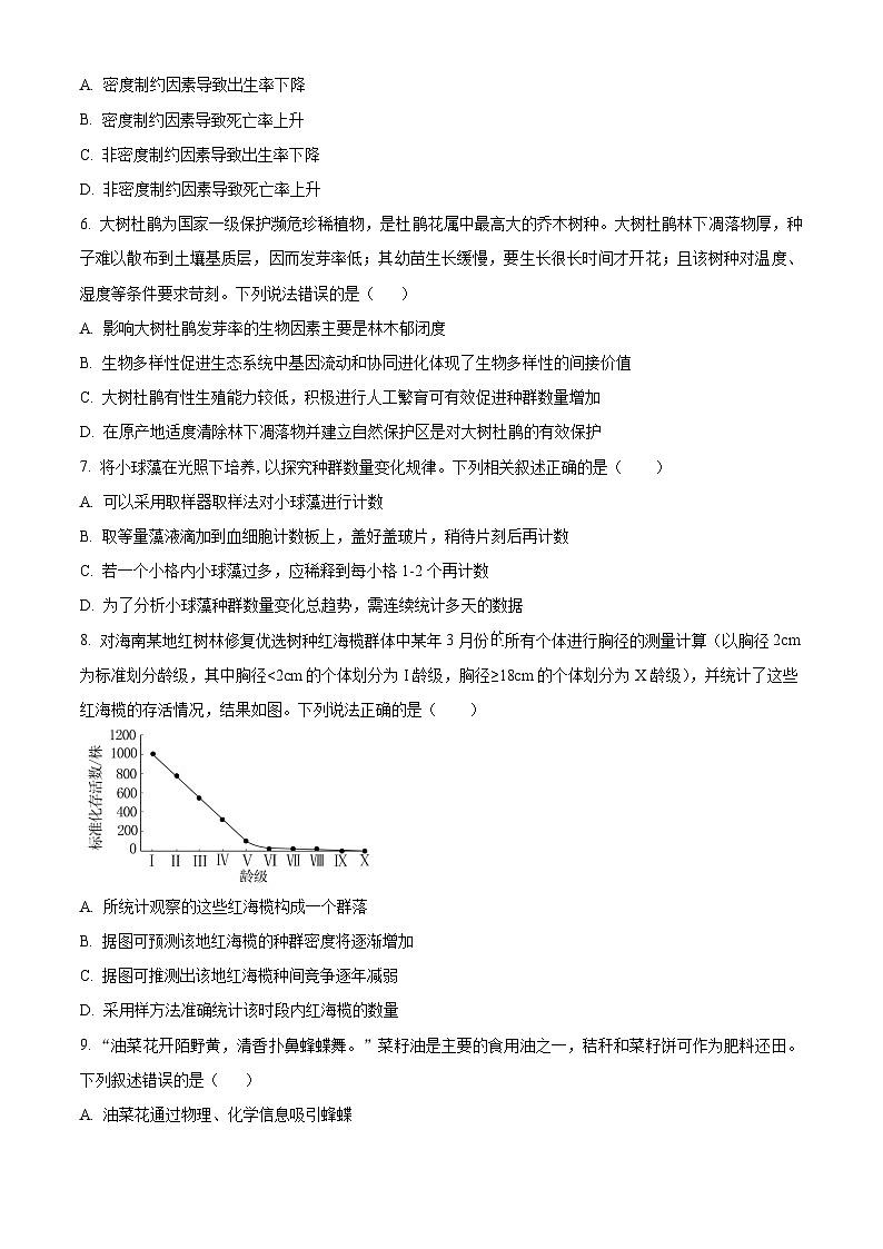 福建省莆田第一中学2023-2024学年高二下学期期中考试生物试题（原卷版）第2页