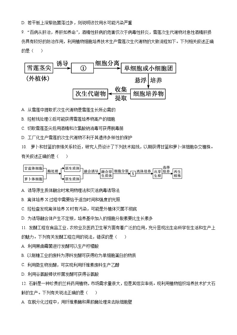 吉林省金太阳吉林省基础年级联考2023-2024学年高二下学期5月期中生物试题（原卷版）第3页